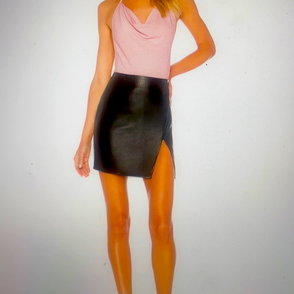 SuperDown Trinity Faux Leather Skirt Small